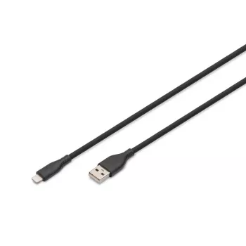 DIGITUS USB Silikon-Ladekabel USB-A - Lightning USB 2.0 12W - 50cm schwarz