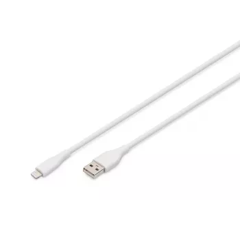 DIGITUS USB Silikon-Ladekabel USB-A - Lightning USB 2.0 12W - 1m weiß