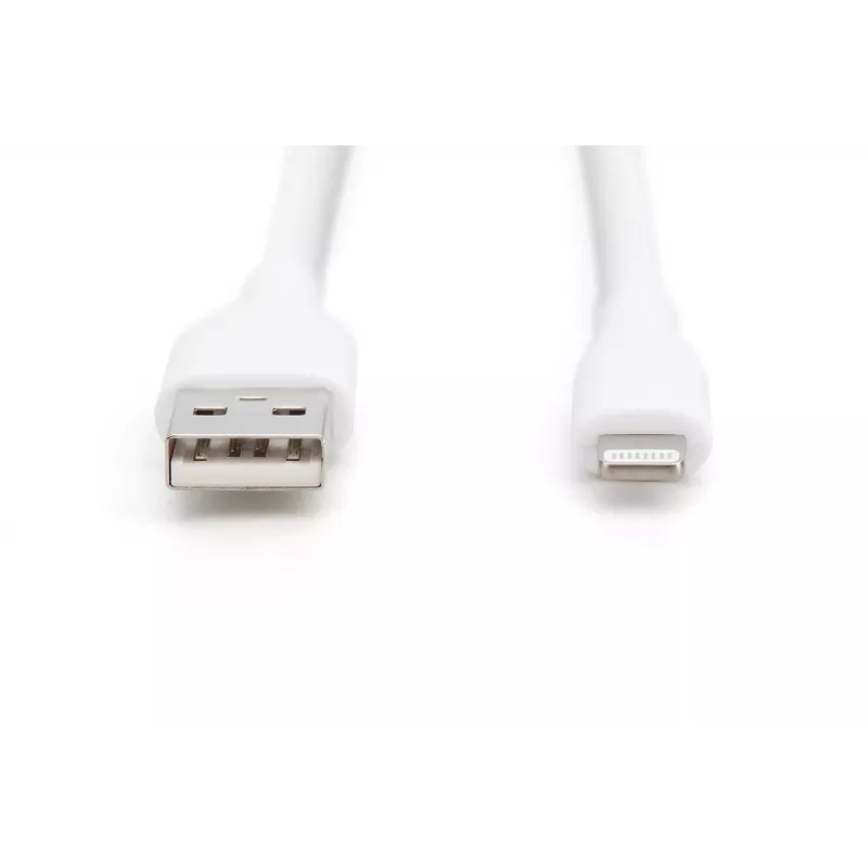 DIGITUS USB Silicone Ladekabel USB-A - Lightning USB 2.0 12W - 2m weiß