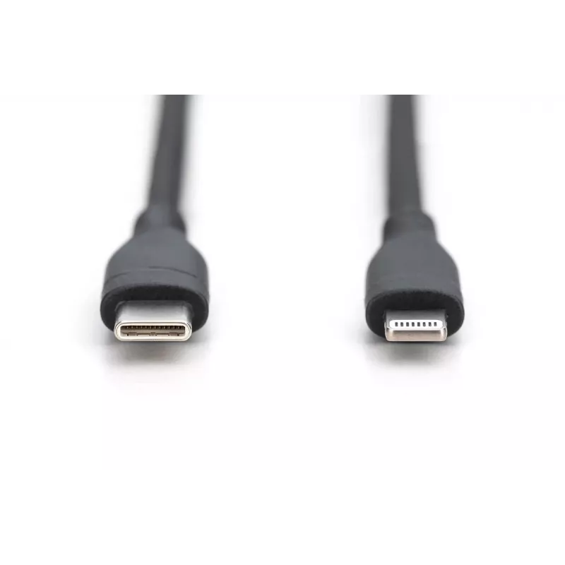 DIGITUS USB-Silicon-Ladekabel USB-C - Lightning USB 2.0 60W - 2m schwarz