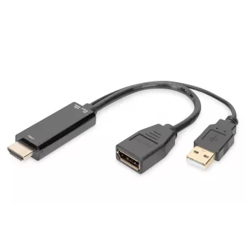 Digitus 4K HDMI-Adapter HDMI auf DisplayPort 0,2 m HDMI Typ A USB