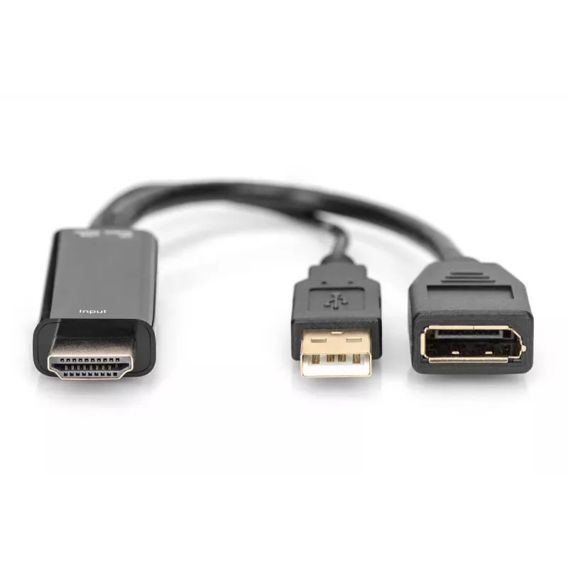 Digitus 4K HDMI-Adapter HDMI auf DisplayPort 0,2 m HDMI Typ A USB