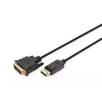 DIGITUS DisplayPort-Adapterkabel, DP - DVI (24+1) M/M, 3m mit Verriegelung, DP 1.1a kompatibel, CE schwarz