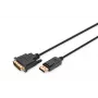 DIGITUS DisplayPort-Adapterkabel, DP - DVI (24+1) M/M, 3m mit Verriegelung, DP 1.1a kompatibel, CE schwarz