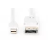 DIGITUS DisplayPort Verbindungskabel, Mini DP - DP M/M, 2m mit Verriegelung, DP 1.1a konform, weiß