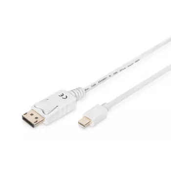 DIGITUS DisplayPort-Verbindungskabel, Mini-DP - DP Stecker/Stecker, 3 m mit Verriegelung, DP 1.1a konform, weiß