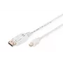 DIGITUS DisplayPort-Verbindungskabel, Mini-DP - DP Stecker/Stecker, 3 m mit Verriegelung, DP 1.1a konform, weiß