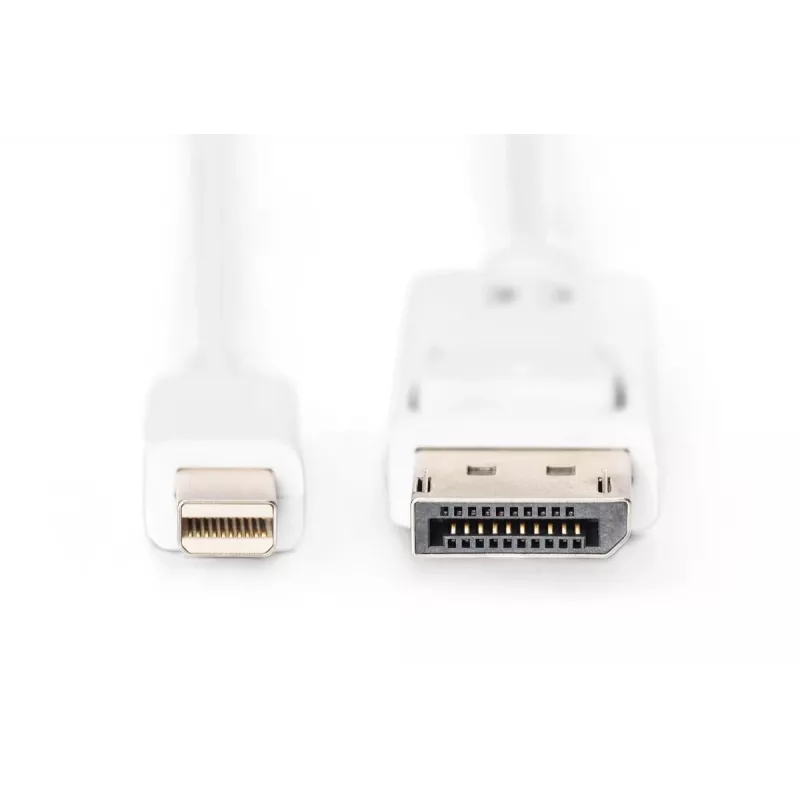 DIGITUS DisplayPort-Verbindungskabel, Mini-DP - DP Stecker/Stecker, 3 m mit Verriegelung, DP 1.1a konform, weiß