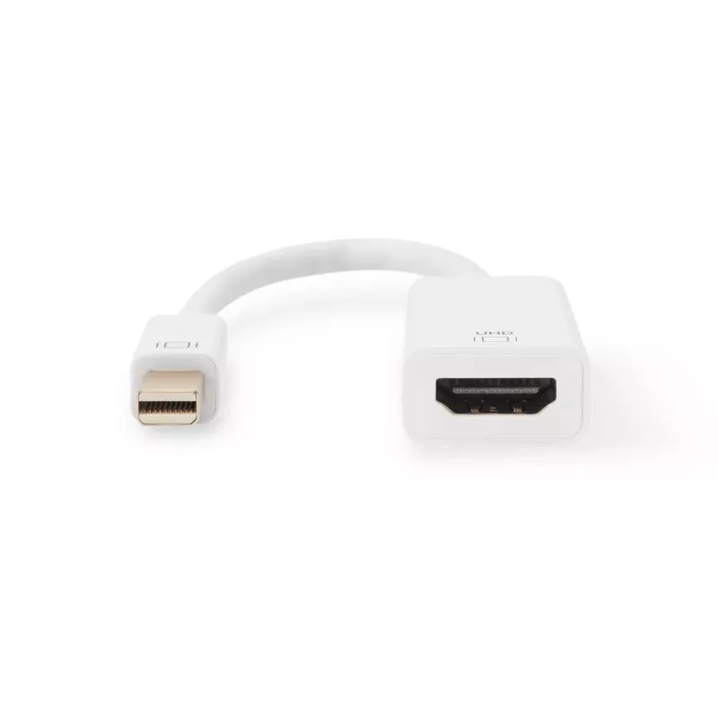 DIGITUS ASSMANN DisplayPort-Adapterkabel, Mini-DP - HDMI Typ A M/W, 20 cm HDMI Ver. 2.0, aktiv, CE, gold, weiß