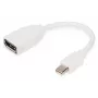 DIGITUS DisplayPort-Adapterkabel, Mini DP - DP M/F, 0,15 m, DP 1.2 konform, weiß
