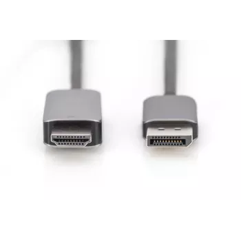 DIGITUS DP auf HDMI Adapterkabel 8K@60Hz. Aluminiumgehäuse schwarz 2 m