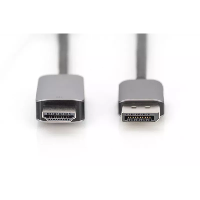 DIGITUS DP auf HDMI Adapterkabel 8K@60Hz. Aluminiumgehäuse schwarz 2 m