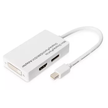 DIGITUS MiniDP auf DP HDMI+DVI Adapter 20cm DP 1.1a kompatibel weiß