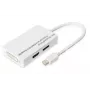 DIGITUS MiniDP auf DP HDMI+DVI Adapter 20cm DP 1.1a kompatibel weiß