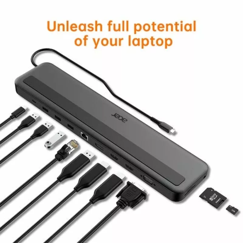 Acer 13-in-1 Type-C Minidock Wired USB 3.2 Gen 1 Schwarz