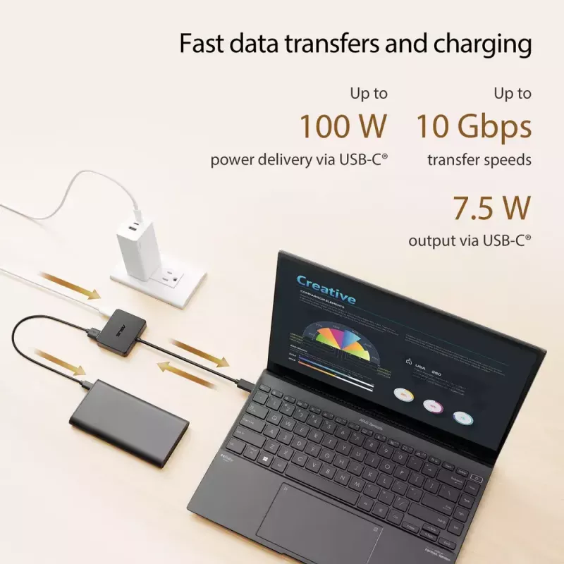 ASUS USB-C Mini Dock Kabelgebunden USB 3.2 Gen 2 (3.1 Gen 2) Typ-C Schwarz