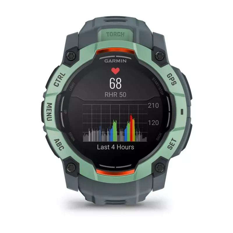 Smartwatch GARMIN Instinct 3 AMOLED — 50 mm Gehäuse, AMOLED 1,3 Zoll, GPS/GLONASS/Galileo, 10 ATM, 24-Tage-Akku