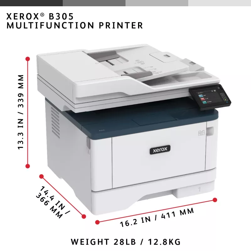 Xerox B305 A4 38ppm Wireless Duplex Copy/Print/Scan PS3 PCL5e/6 2 Trays 350 Sheets