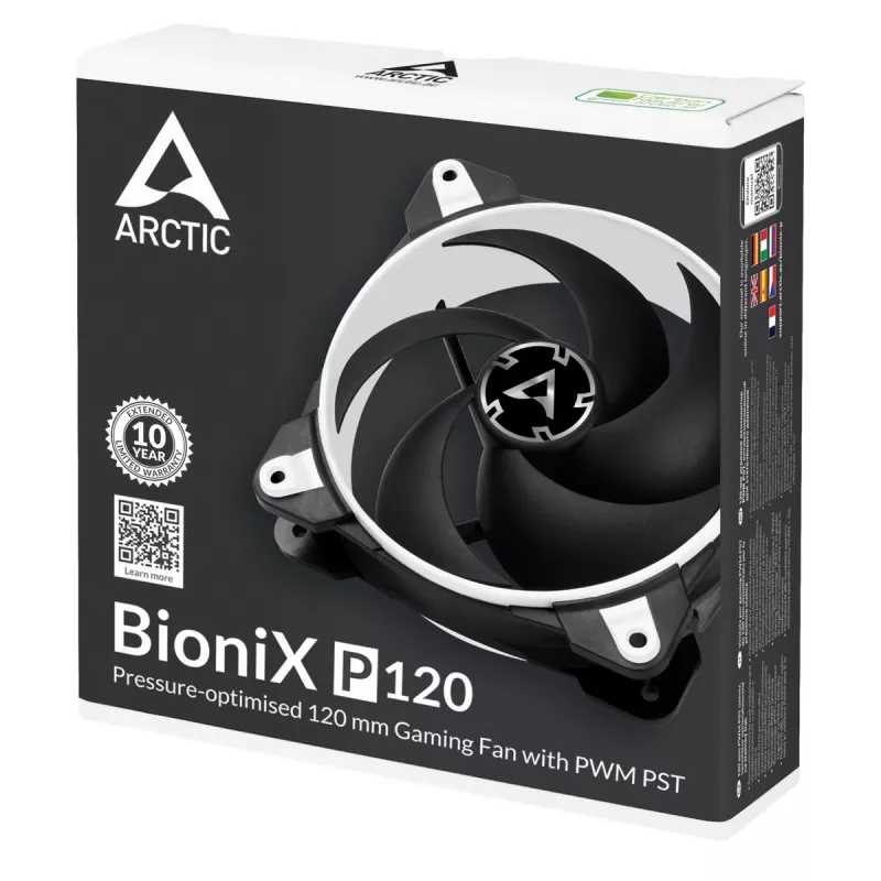 ARCTIC BioniX P120 (Weiß) – Druckoptimierter 120-mm-Gaming-Lüfter mit PWM PST