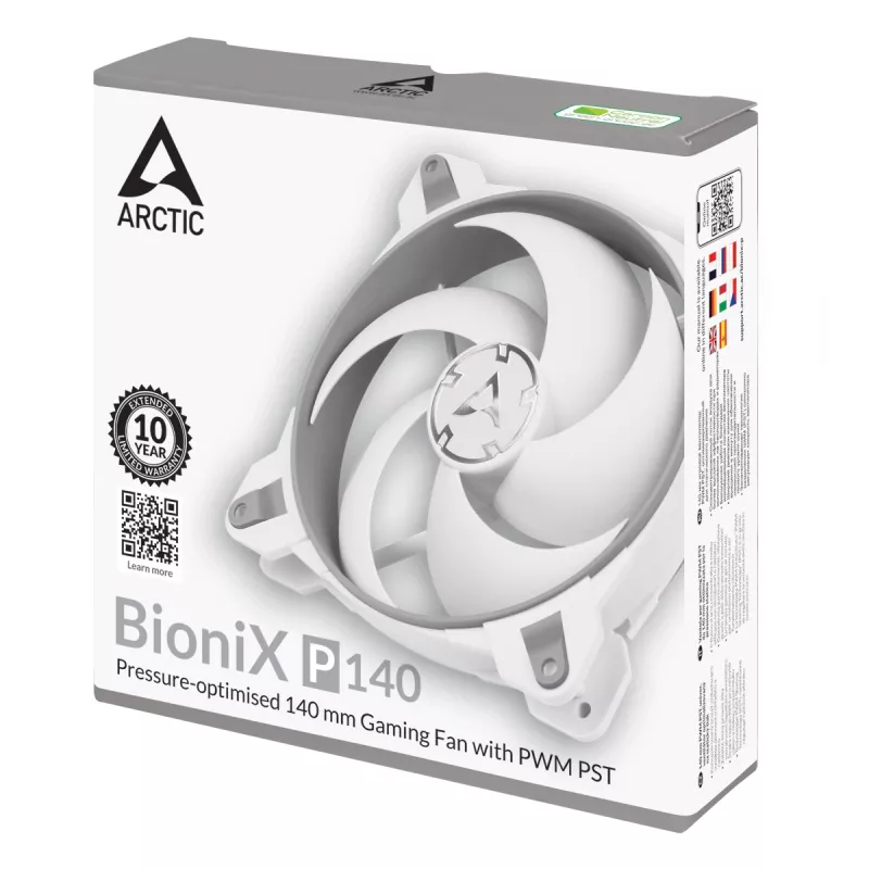 ARCTIC BioniX P140 (Grau/Weiß) – Druckoptimierter 140-mm-Gaming-Lüfter mit PWM PST
