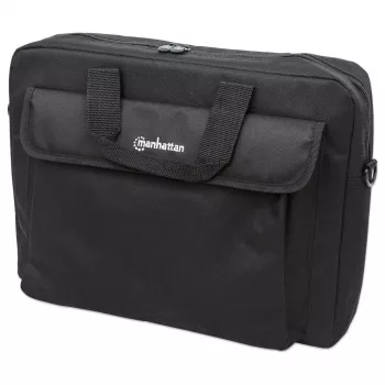 Manhattan London Laptoptasche 15,6 Zoll, Toploader, Schwarz, LOW COST, Zubehörfach, Schultergurt (abnehmbar), günstigere Alternative zu Targus TAR300, Notebook-Tasche, drei Jahre Garantie