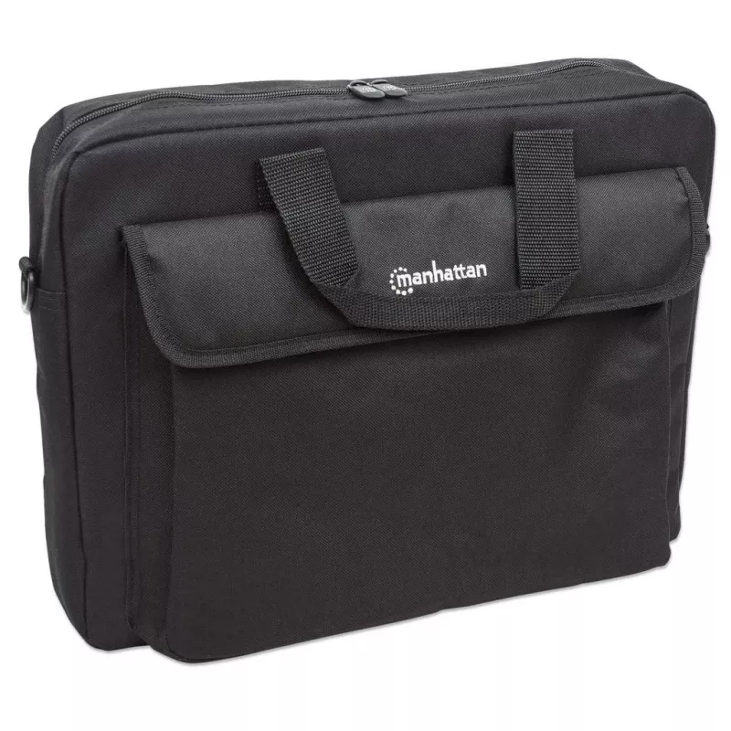 Manhattan London Laptoptasche 15,6 Zoll, Toploader, Schwarz, LOW COST, Zubehörfach, Schultergurt (abnehmbar), günstigere Alternative zu Targus TAR300, Notebook-Tasche, drei Jahre Garantie