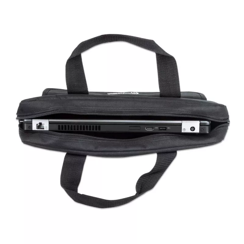 Manhattan London Laptoptasche 15,6 Zoll, Toploader, Schwarz, LOW COST, Zubehörfach, Schultergurt (abnehmbar), günstigere Alternative zu Targus TAR300, Notebook-Tasche, drei Jahre Garantie