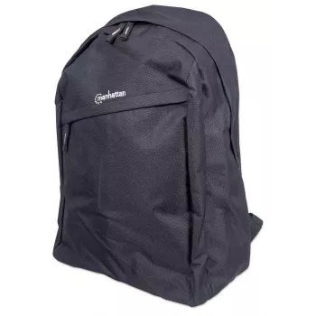 Manhattan Knappack Rucksack 15,6 Zoll, Schwarz, GÜNSTIG, Leicht, Internes Laptopfach, Zubehörtasche, Gepolsterte verstellbare Schultergurte, Flaschenhalter, Drei Jahre Garantie