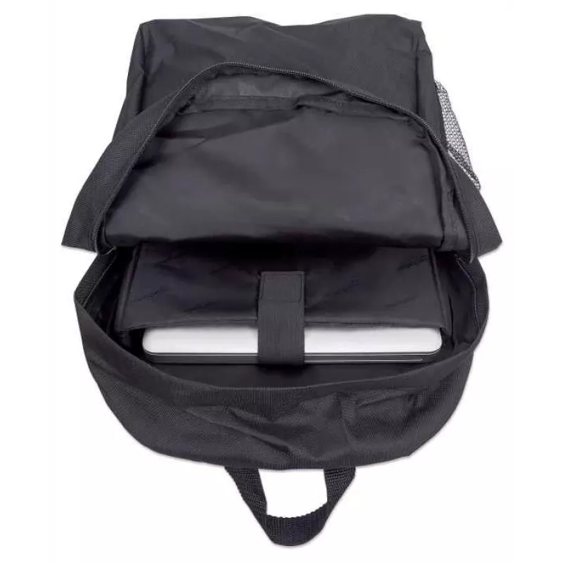 Manhattan Knappack Rucksack 15,6 Zoll, Schwarz, GÜNSTIG, Leicht, Internes Laptopfach, Zubehörtasche, Gepolsterte verstellbare Schultergurte, Flaschenhalter, Drei Jahre Garantie