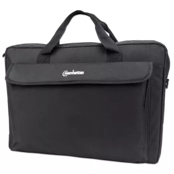 Manhattan London Laptoptasche 17,3 Zoll, Toploader, Schwarz, LOW COST, Zubehörfach, Schultergurt (abnehmbar), Notebooktasche, Drei Jahre Garantie