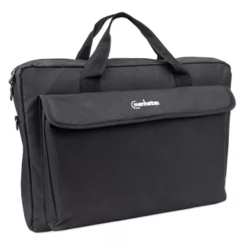 Manhattan London Laptoptasche 17,3 Zoll, Toploader, Schwarz, LOW COST, Zubehörfach, Schultergurt (abnehmbar), Notebooktasche, Drei Jahre Garantie