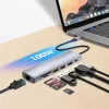 Manhattan USB-C Dock/Hub mit Kartenleser, Anschlüsse (x5): Ethernet, HDMI, USB-A (x2) und USB-C, mit Power Delivery (PD) 100 W – benötigt externes USB-C-Ladegerät (nicht im Lieferumfang). USB-betrieben (kein externes Netzteil erforderlich), wenn PD nicht verwendet wird