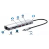 Manhattan USB-C Dock/Hub mit Kartenleser, Anschlüsse (x5): Ethernet, HDMI, USB-A (x2) und USB-C, mit Power Delivery (PD) 100 W – benötigt externes USB-C-Ladegerät (nicht im Lieferumfang). USB-betrieben (kein externes Netzteil erforderlich), wenn PD nicht verwendet wird