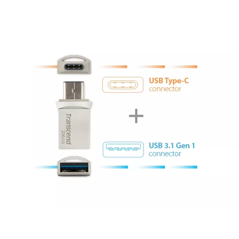 TRANSCEND Jetflash 890 - 256GB USB-Stick - USB 3.1 / Typ C