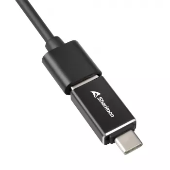 SHARKOON USB Hub - 3-Port USB 3.2 Gen 1 Alu + Ethernet Schwarz