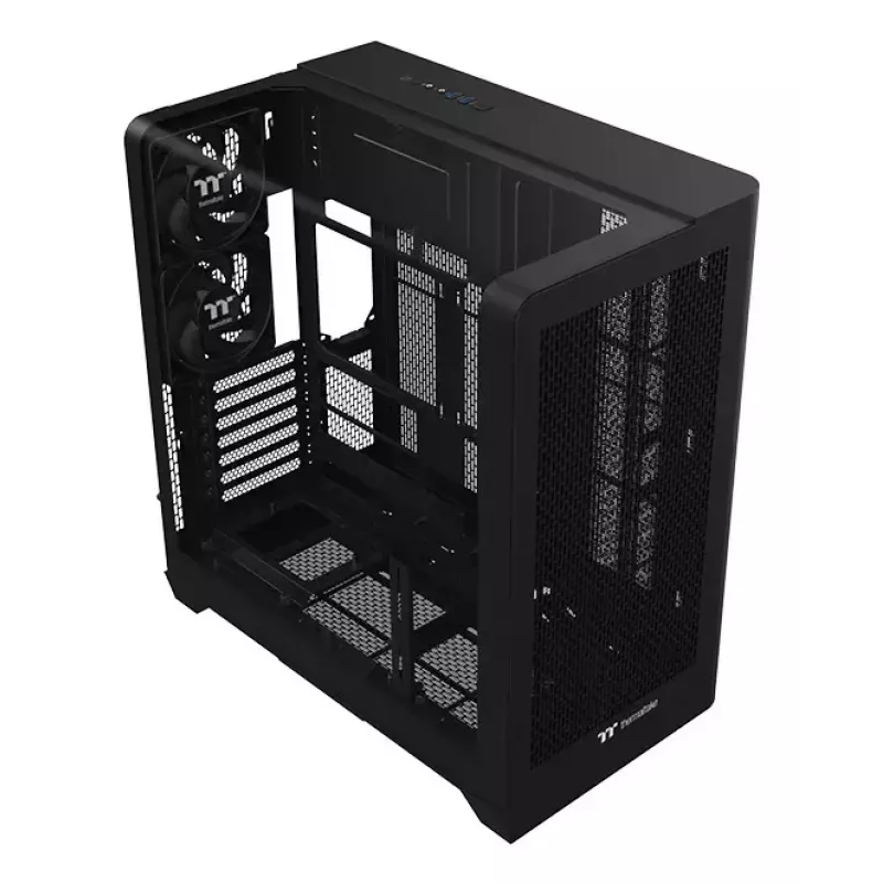 PC-Gehäuse Thermaltake View 390 Air Midi Tower — Schwarz, unterstützt PS2-Netzteile, 3,5-Zoll-HDDs, 2,5-Zoll-SSDs, bis zu 200-mm-Frontlüfter