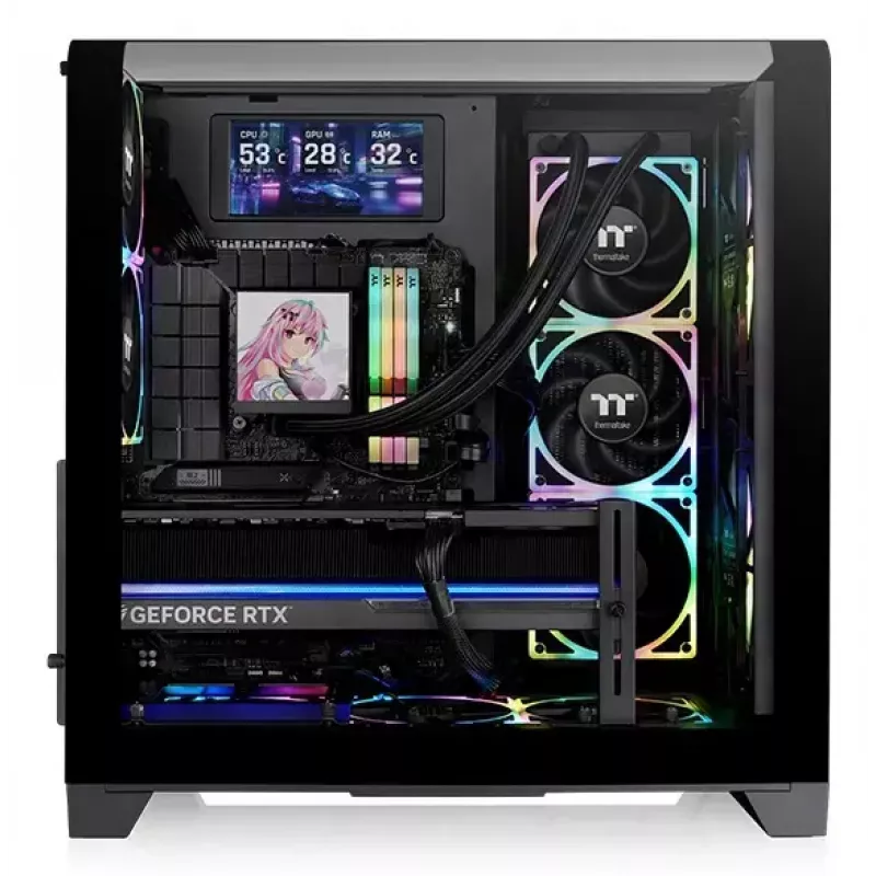 PC-Gehäuse Thermaltake View 390 Air Midi Tower — Schwarz, unterstützt PS2-Netzteile, 3,5-Zoll-HDDs, 2,5-Zoll-SSDs, bis zu 200-mm-Frontlüfter