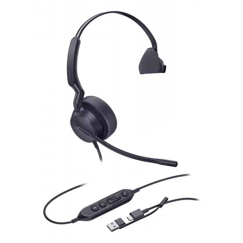 Yealink UH42 Mono UC USB-C/A Headset, Kabelgebunden, Anrufe/Musik, 20 - 20000 Hz, 116 g, Headset, Schwarz