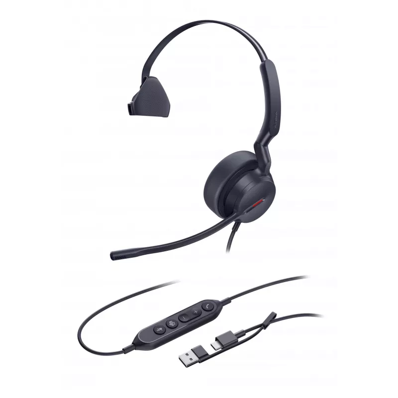 Yealink UH44 Mono Teams USB-C/A Headset, Kabelgebunden, 20 - 20000 Hz, Büro/Callcenter, 127 g, Headset, Schwarz