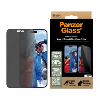 PanzerGlass® Privacy Screen Protector iPhone 16 Plus | 15 Plus | Ultra-Wide Fit mit EasyAligner