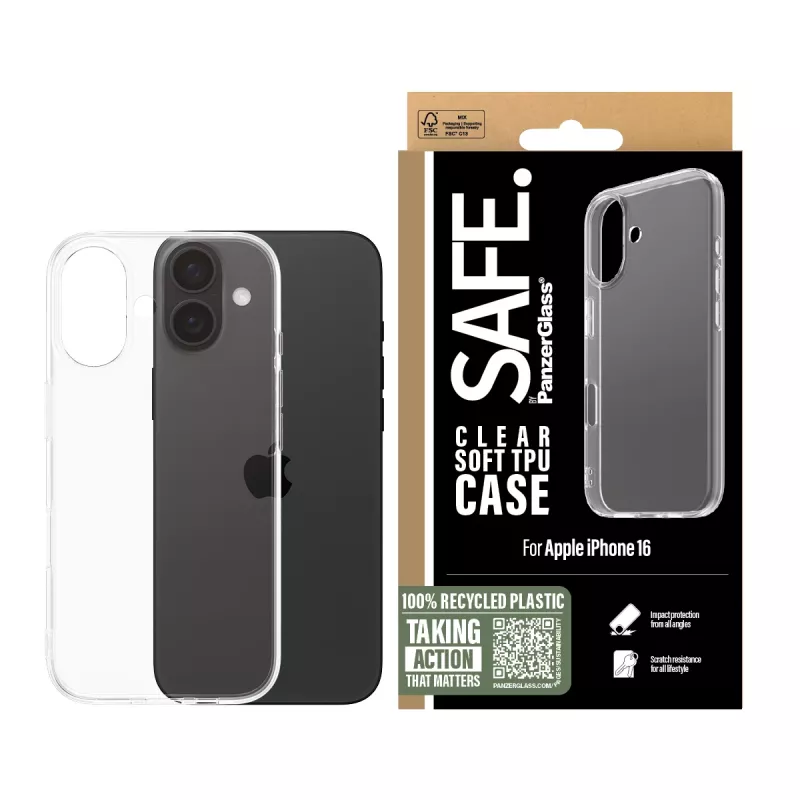 PanzerGlass SAFE. by ® TPU-Hülle, transparent, iPhone 16