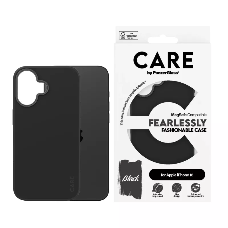 PanzerGlass CARE™ by ® Hülle Schwarz mit MagSafe iPhone 16