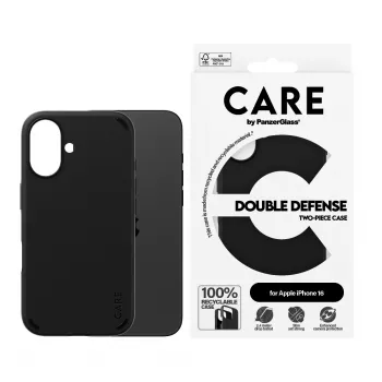 PanzerGlass CARE™ by ® Double Defense Case Schwarz iPhone 16, Cover, Apple, Apple - iPhone 16, Schwarz