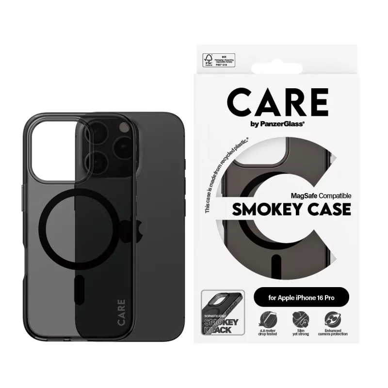 Cover PanzerGlass CARE by Flagship Case Urban Combat Smokey w. Schwarz MagSafe iPhone '24 6.3 inch Pro