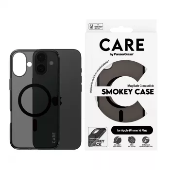PanzerGlass CARE™ by ® Urban Combat Case Smokey w. Schwarz MagSafe iPhone 16 Plus