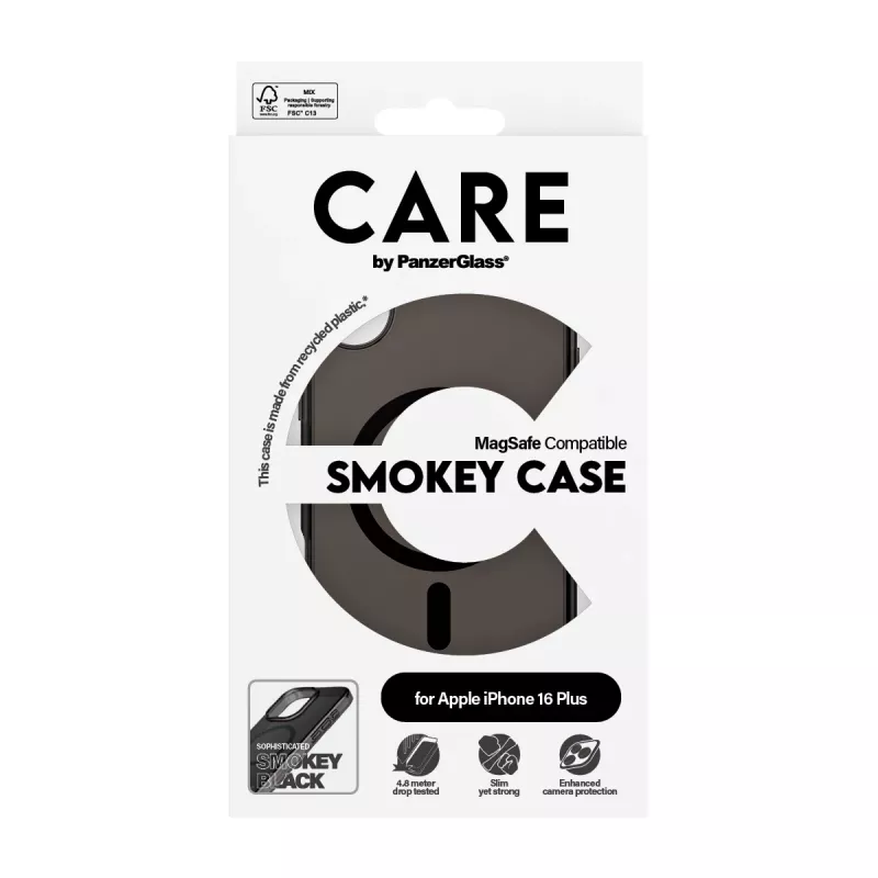 PanzerGlass CARE™ by ® Urban Combat Case Smokey w. Schwarz MagSafe iPhone 16 Plus