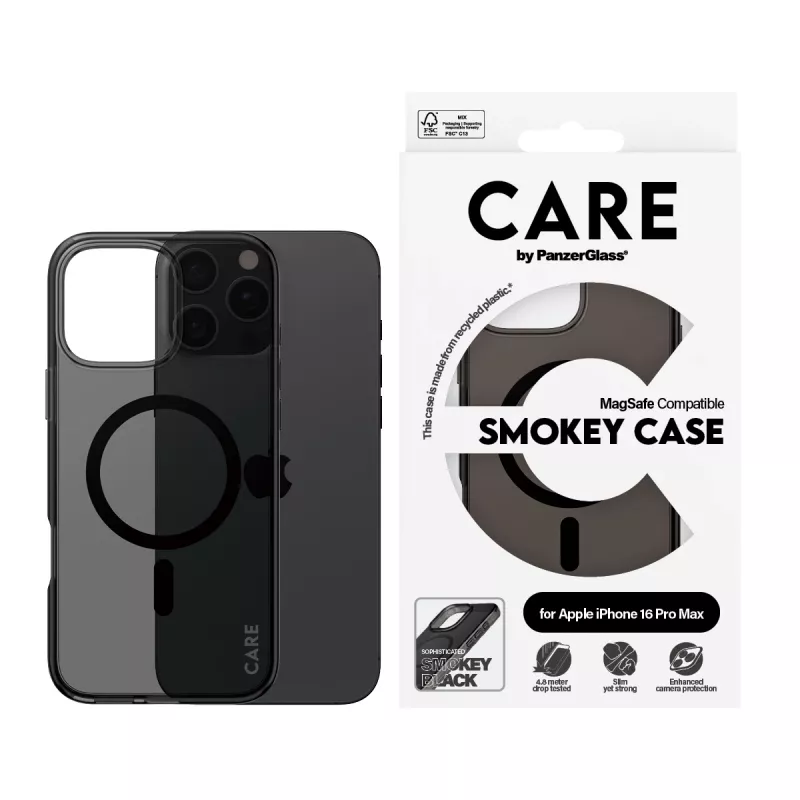 PanzerGlass CARE™ by ® Urban Combat Case Smokey w. Schwarz MagSafe iPhone 16 Pro Max