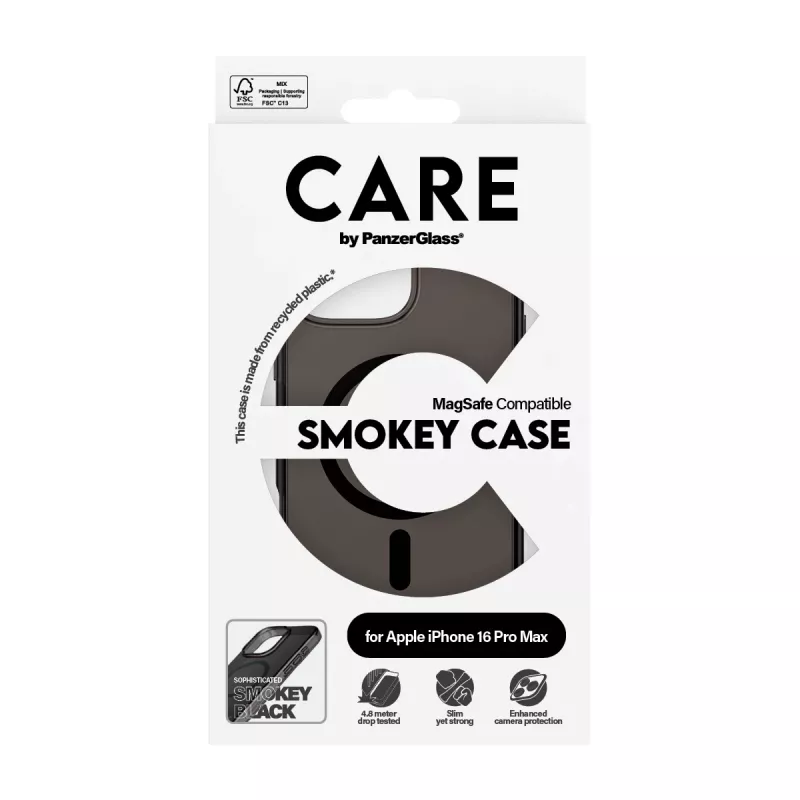 PanzerGlass CARE™ by ® Urban Combat Case Smokey w. Schwarz MagSafe iPhone 16 Pro Max