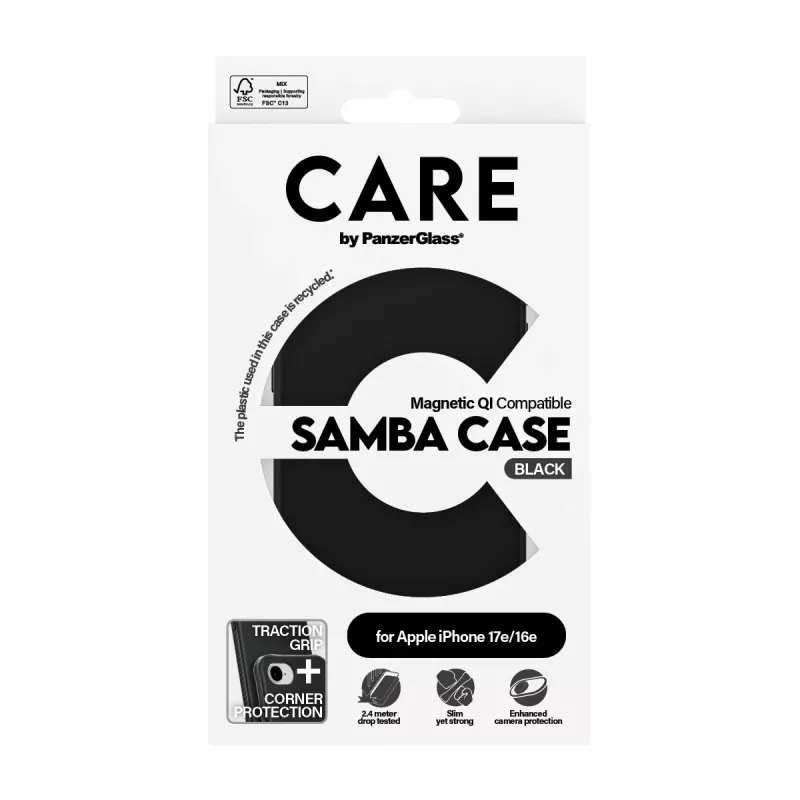 PanzerGlass CARE™ by ® Samba Case Black w. Qi Compatible iPhone 17e | 16e
