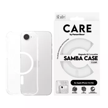 PanzerGlass CARE™ by ® Samba Hülle transparent mit weißem Qi-kompatibel iPhone 17e | 16e